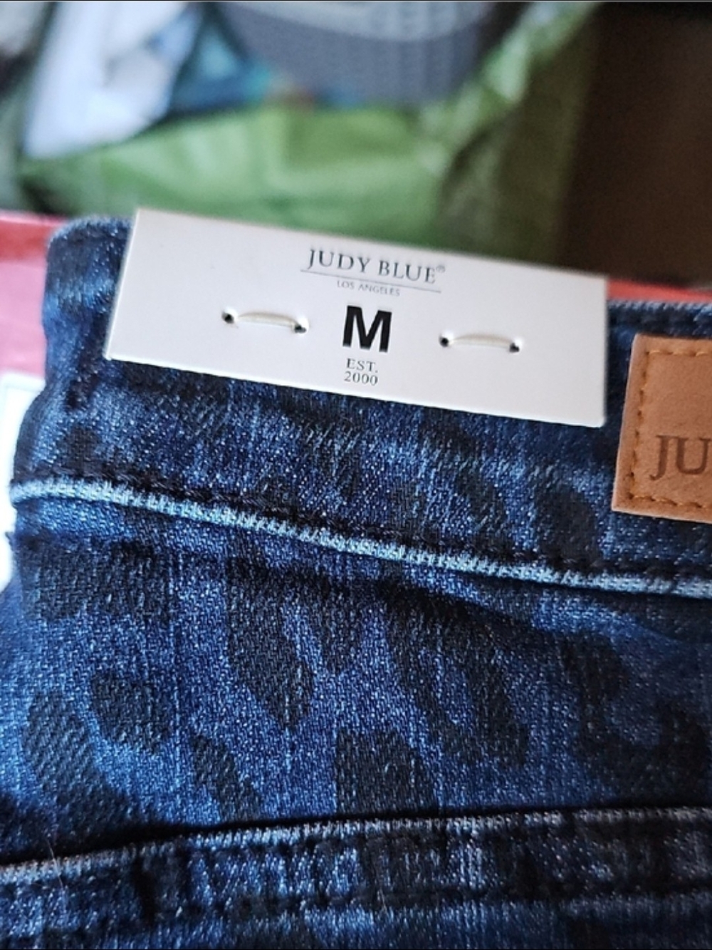 Judy Blue Dark Leopard Print Denim Cutoff Shorts - Picture 4 of 4